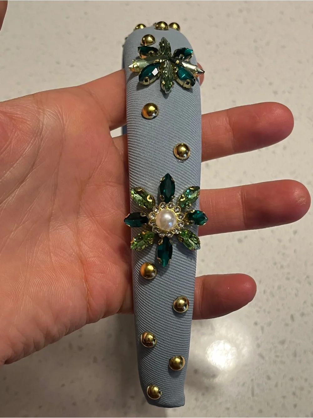 Embellished Blue‎ and green Crystal Headband